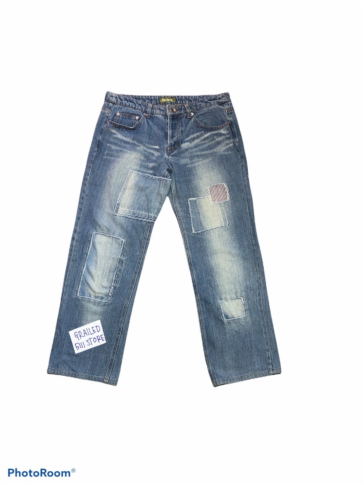 Japanese Brand patchwork distressed denim by better than one Size US 31 - 1 Thumbnail