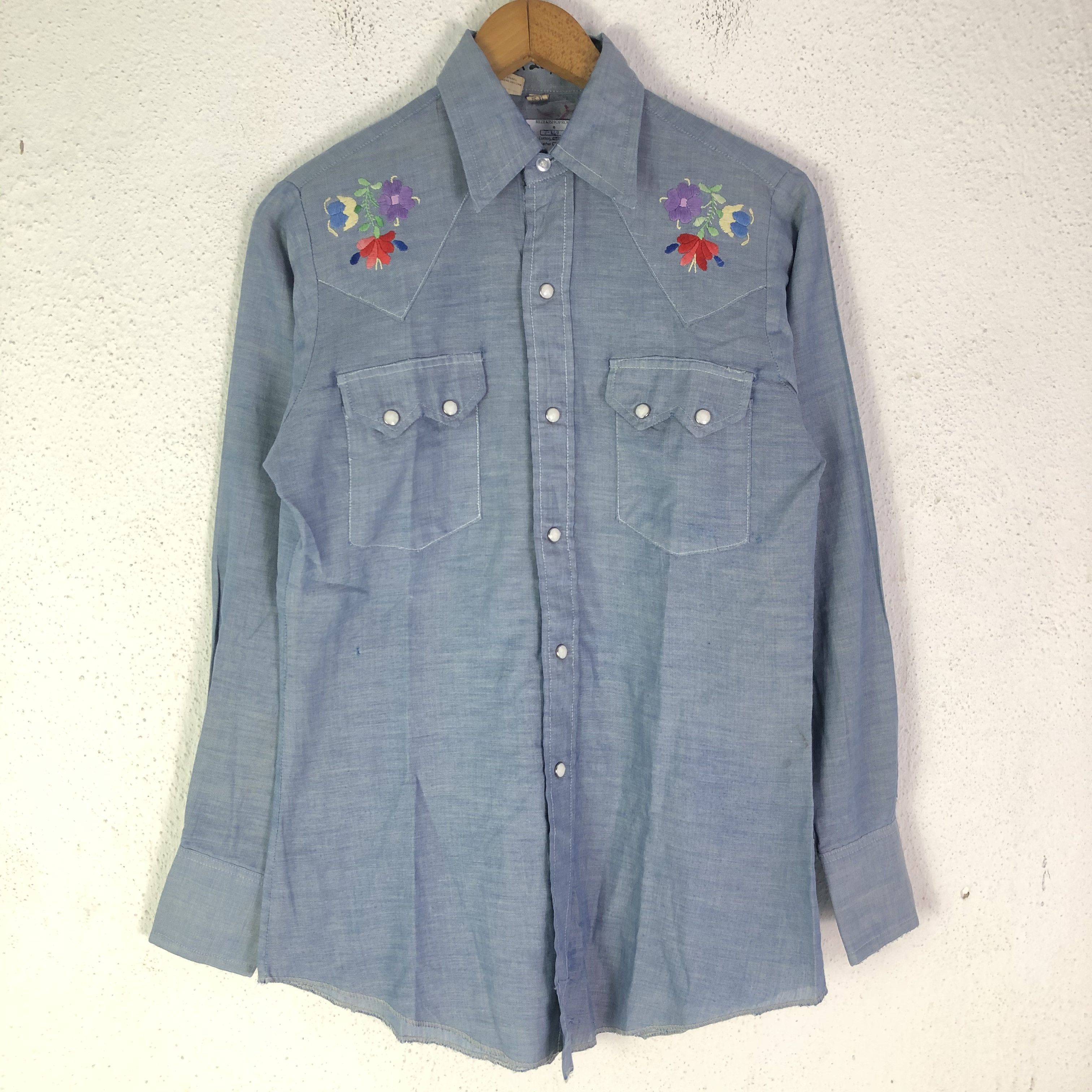 Vintage Flowers Embroidery Western Shirt