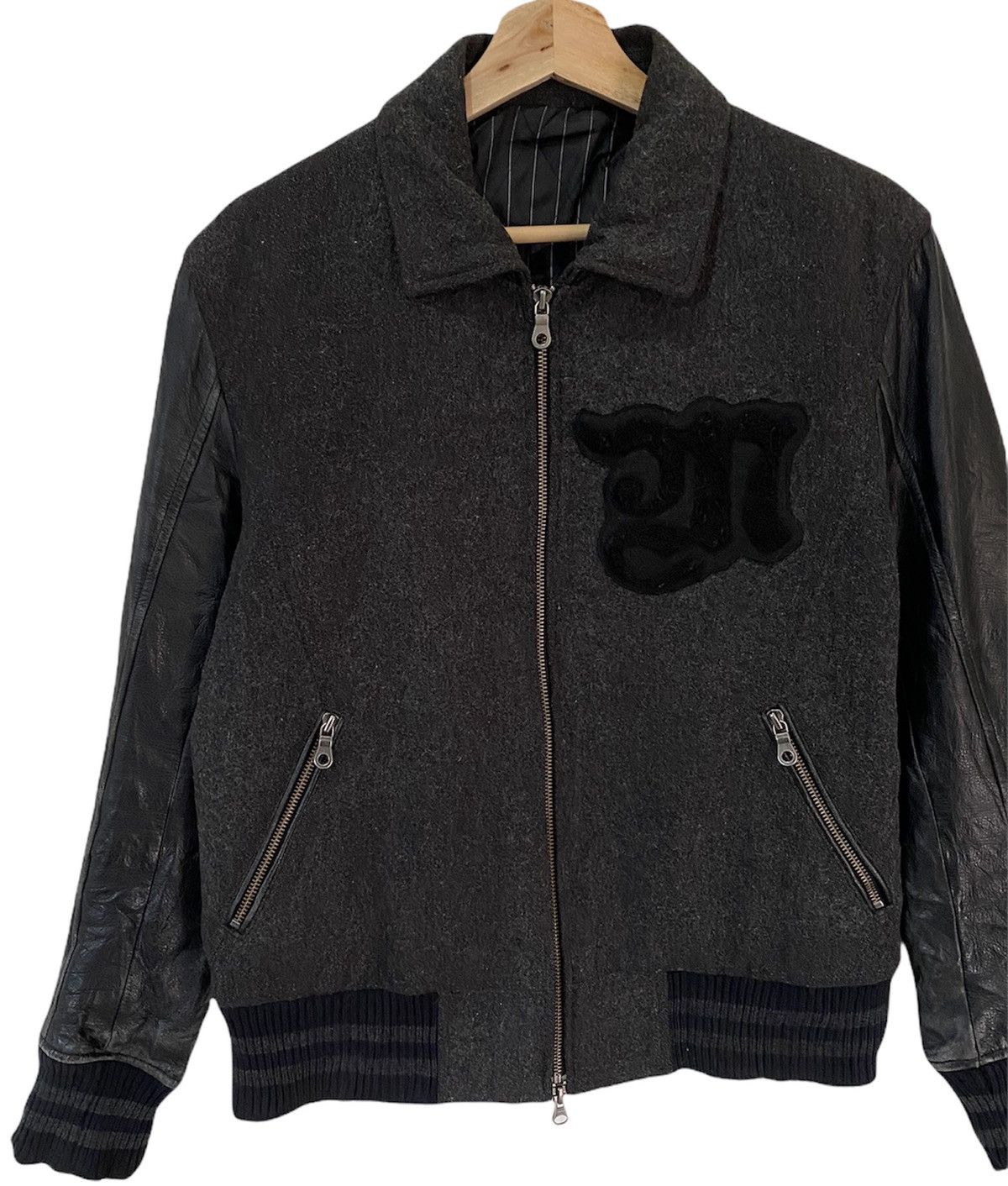 Nicole Club 🔥VINTAGE MONSIEUR NICOLE WOOL LEATHER SLEEVE VARSITY JACKET Size US M / EU 48-50 / 2 - 2 Thumbnail