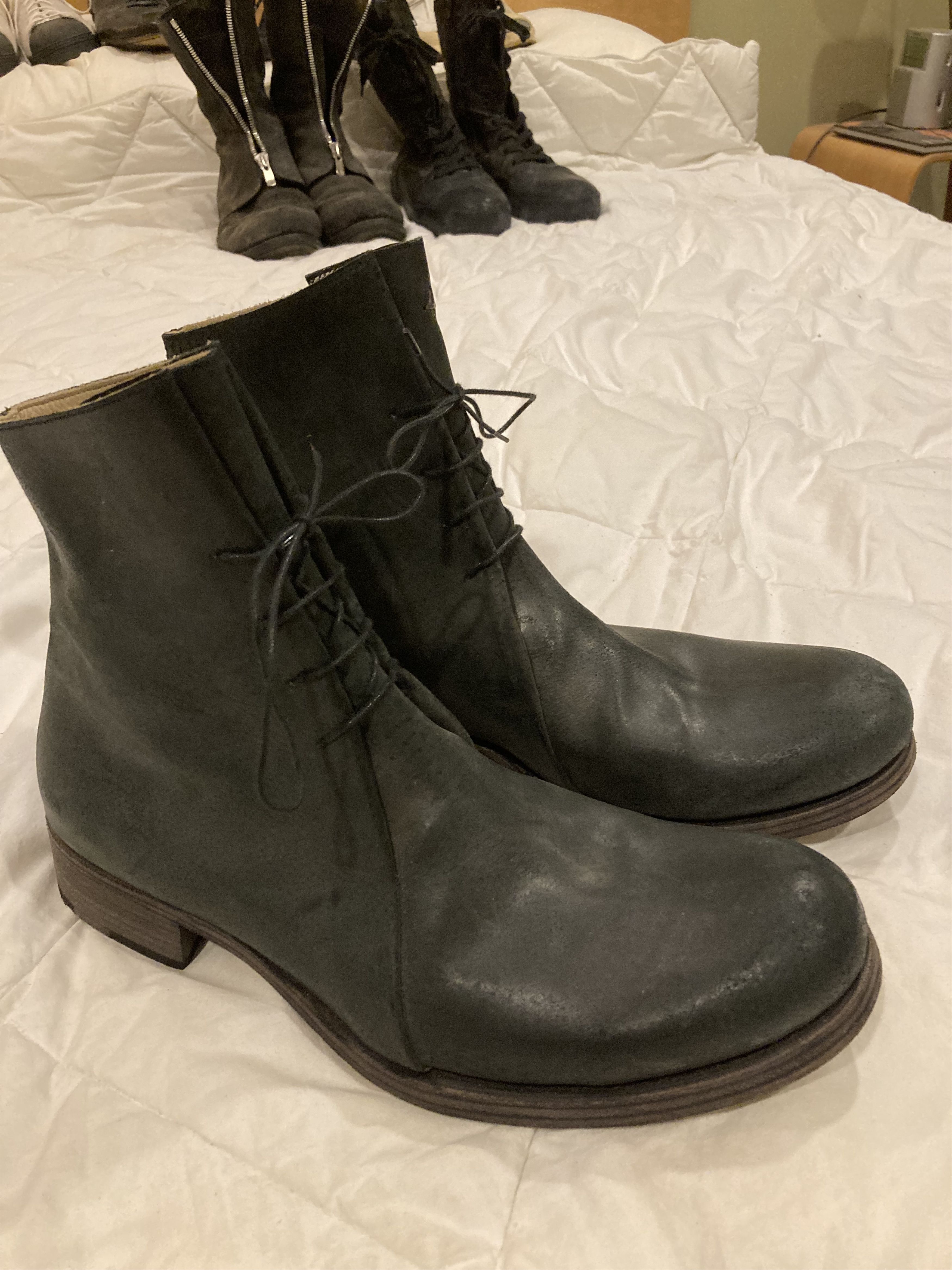 Ma+ MA+ MA Plus Black Leather 'Double-Fold' Ankle Boots | Grailed