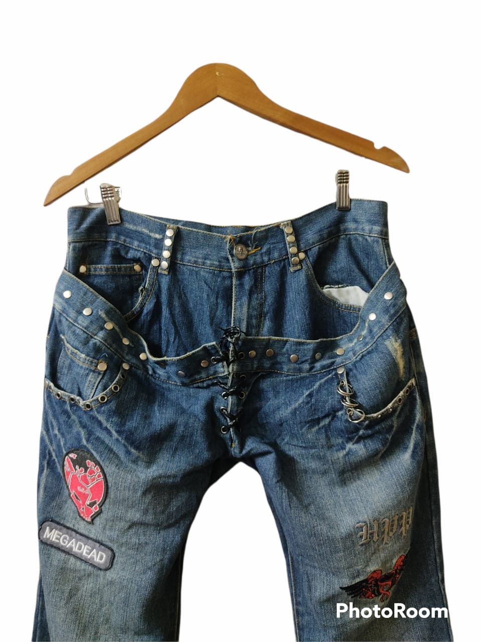Japanese Brand × Seditionaries HPP HOLLYWOOD Double Waist Bondage Style Denim Pants Size US 32 / EU 48 - 2 Thumbnail