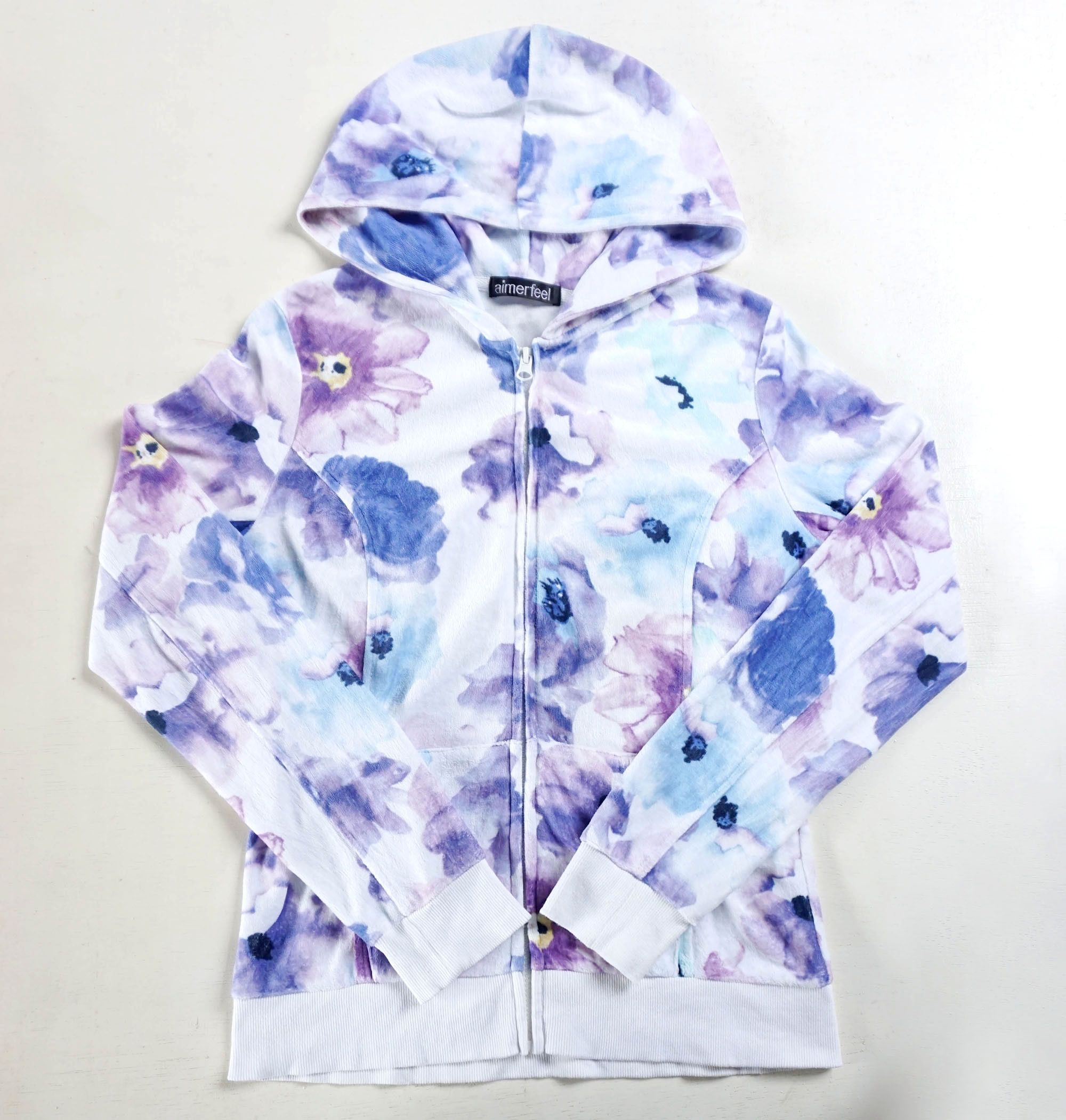 Japanese Brand AIMERFEEL Floral Watercolour Design Zipper Hoodie | Grailed