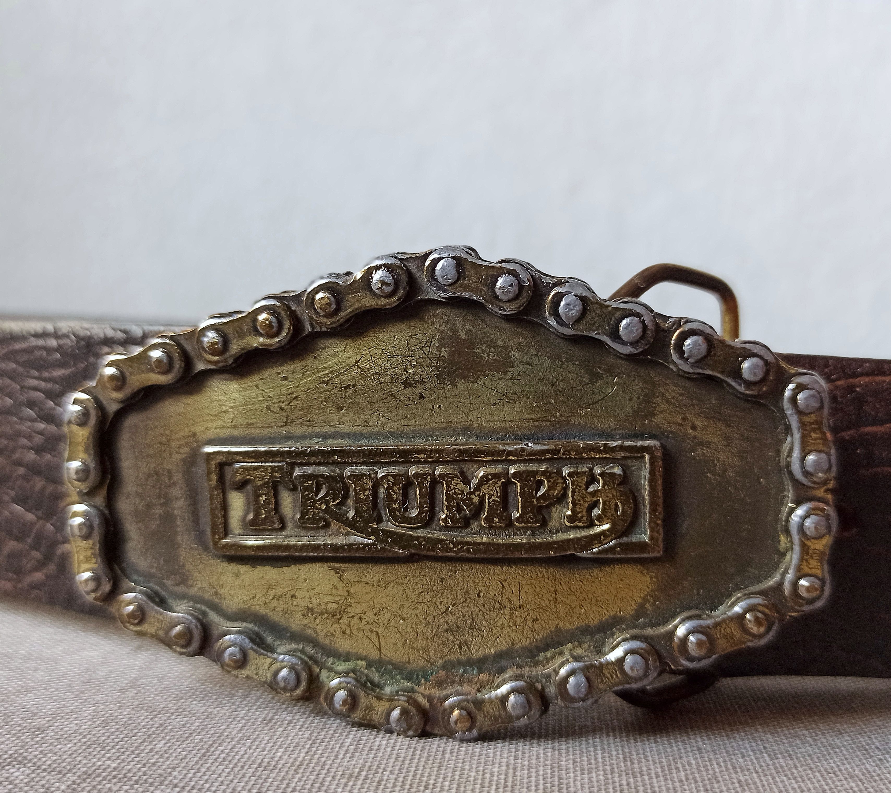 Vintage 1976 TRIUMPH Motorcycle Vintage Belt Buckle Leather Belt Grailed