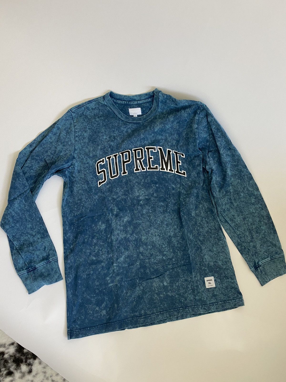 Supreme Supreme Acid Wash Arc Logo L/S Tee | Grailed