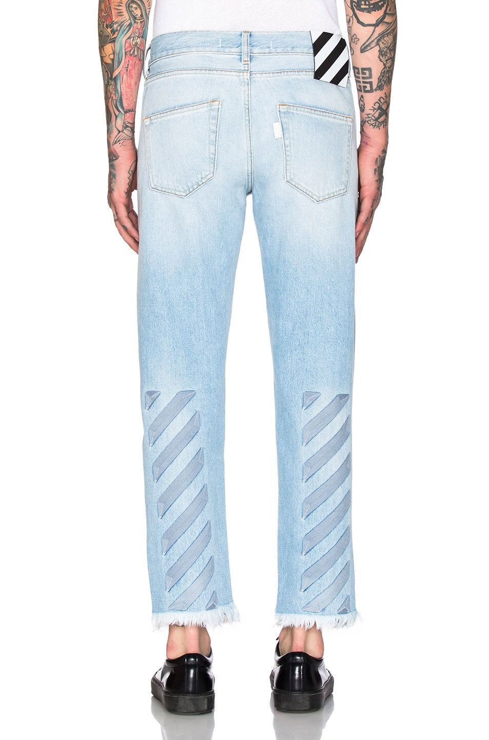 Off-White Slim Fit Crop Denim (Bleach Light Blue) Size US 31 - 4 Thumbnail
