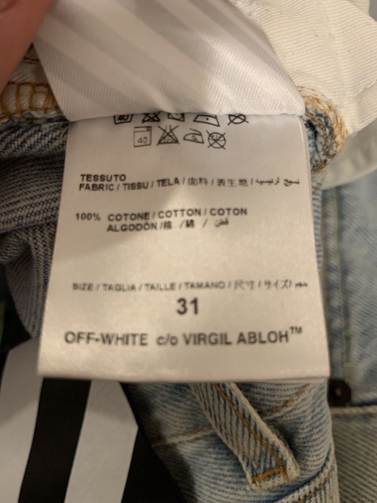 Off-White Slim Fit Crop Denim (Bleach Light Blue) Size US 31 - 8 Thumbnail