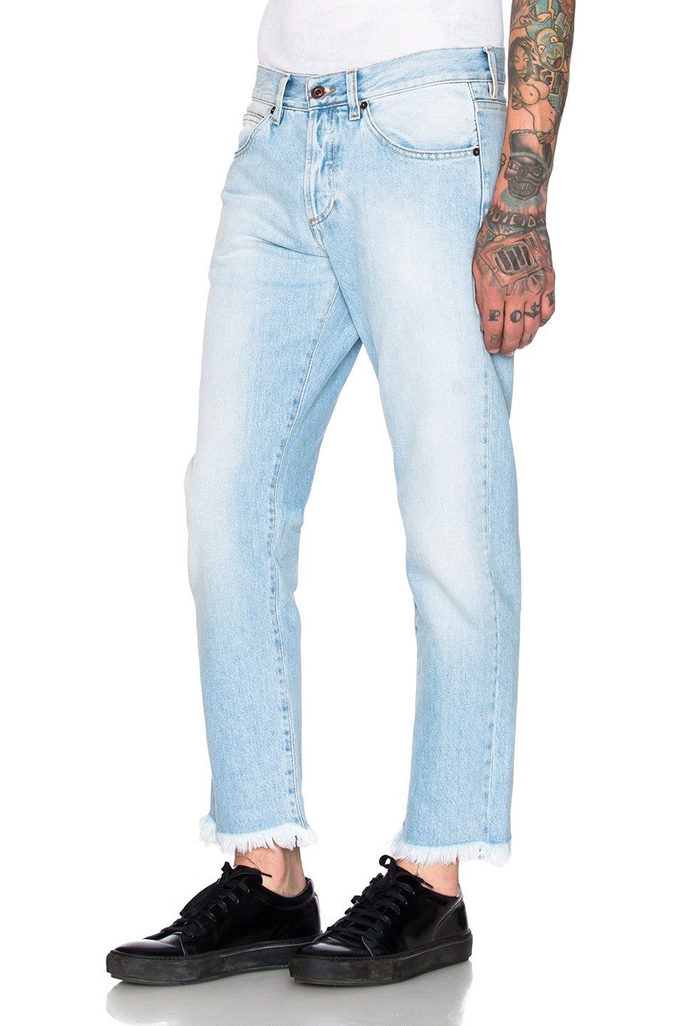 Off-White Slim Fit Crop Denim (Bleach Light Blue) Size US 31 - 3 Thumbnail
