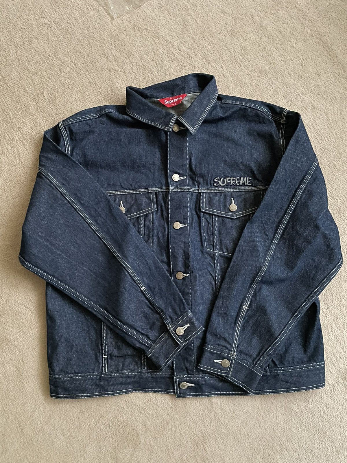 Buy Supreme x Smurfs Leather Varsity Jacket 'Black