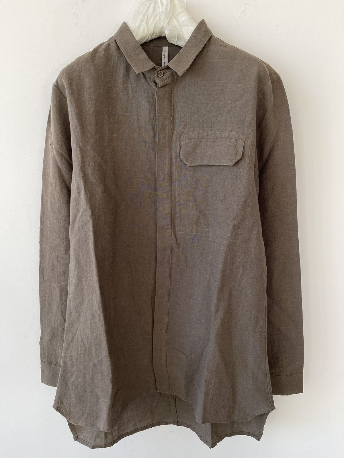 image of First Aid To The Injured Linen Shirt in Khaki, Men's (Size Medium)