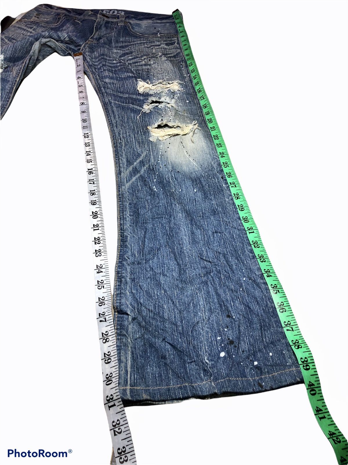 Edwin FLARED⚡️⚡️DISTRESSED PAINTED DENIM BY Edwin Size US 31 - 12 Thumbnail