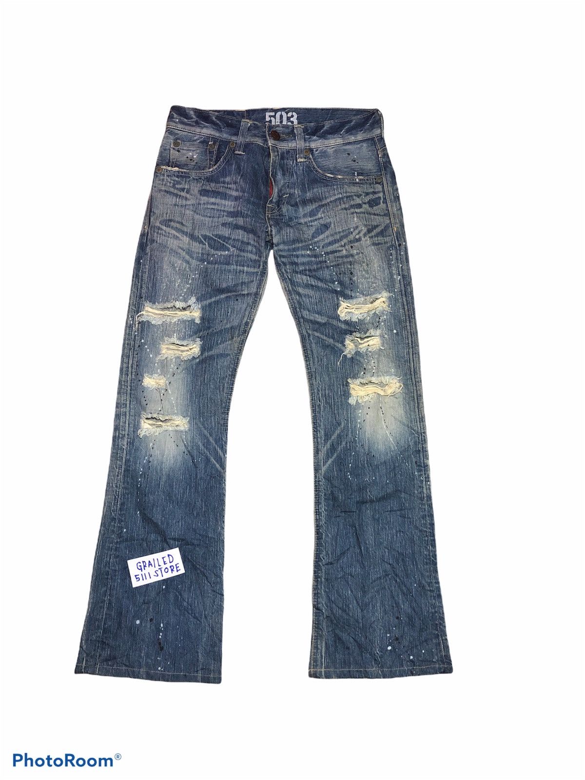 Edwin FLARED⚡️⚡️DISTRESSED PAINTED DENIM BY Edwin Size US 31 - 1 Thumbnail
