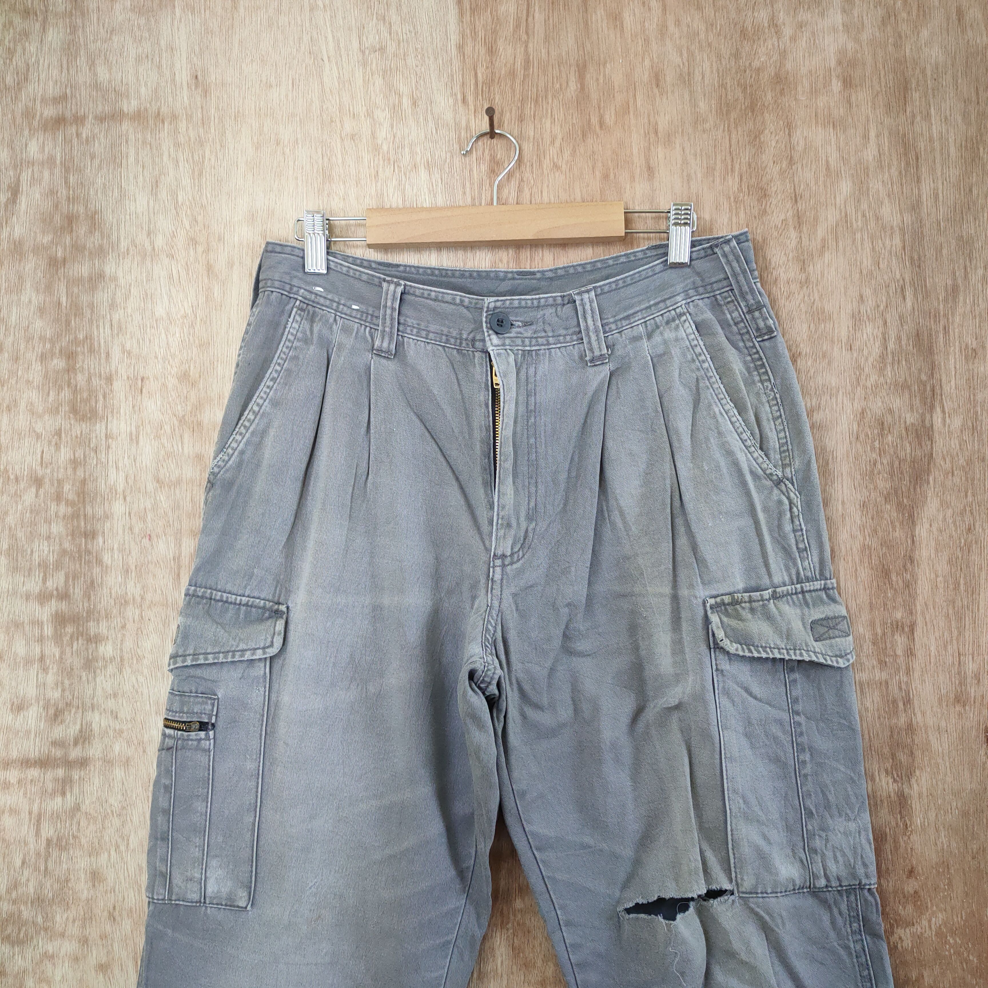 Japanese Brand EVENRIVER VINTAGE DISTRESSED KNEE CARGO PANTS Size US 31 - 2 Thumbnail