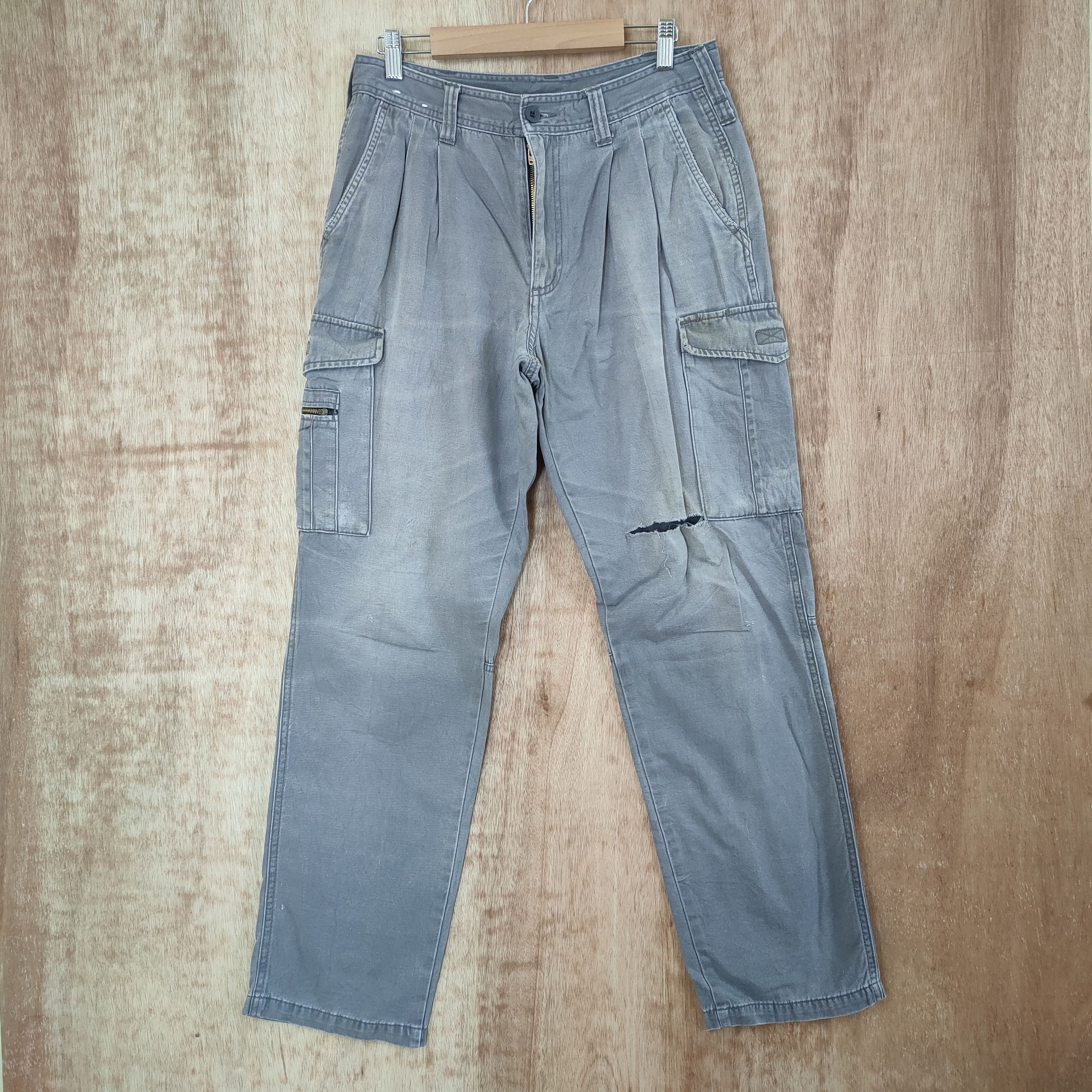 Japanese Brand EVENRIVER VINTAGE DISTRESSED KNEE CARGO PANTS Size US 31 - 1 Thumbnail