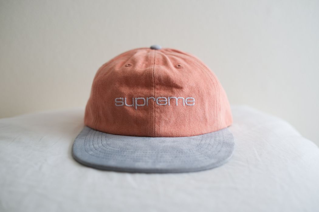 Supreme DENIM SUEDE COMPACT LOGO 6 PANEL HAT | Grailed