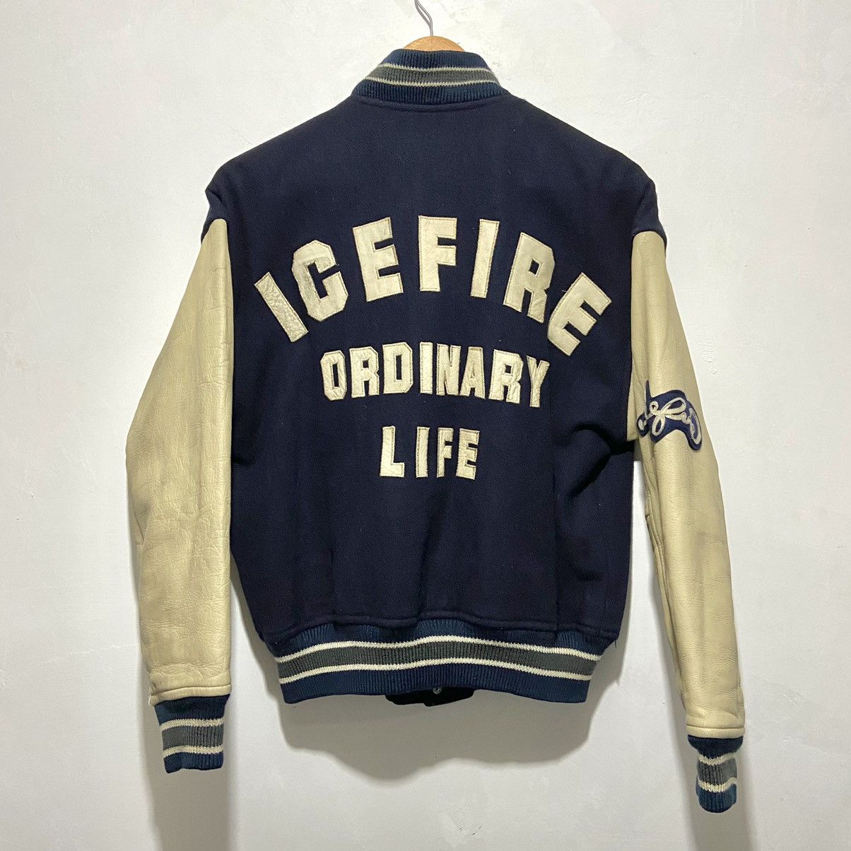 Japanese Brand Vintage Icefire Varsity Jacket Leather Sleeves Size US M / EU 48-50 / 2 - 2 Thumbnail