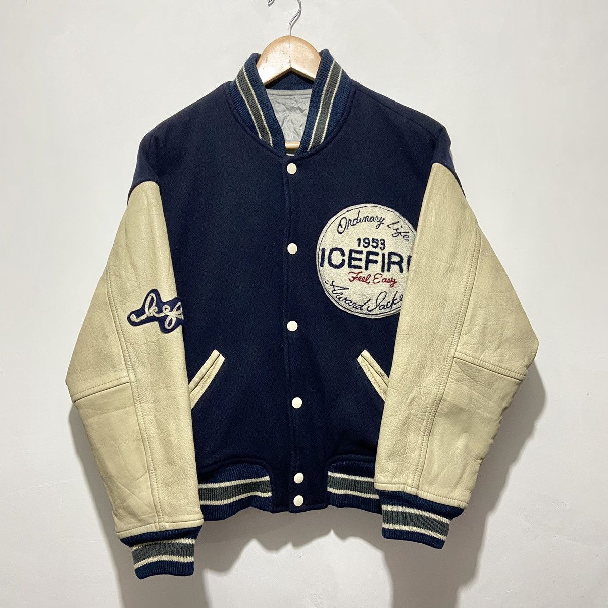 Japanese Brand Vintage Icefire Varsity Jacket Leather Sleeves Size US M / EU 48-50 / 2 - 1 Thumbnail