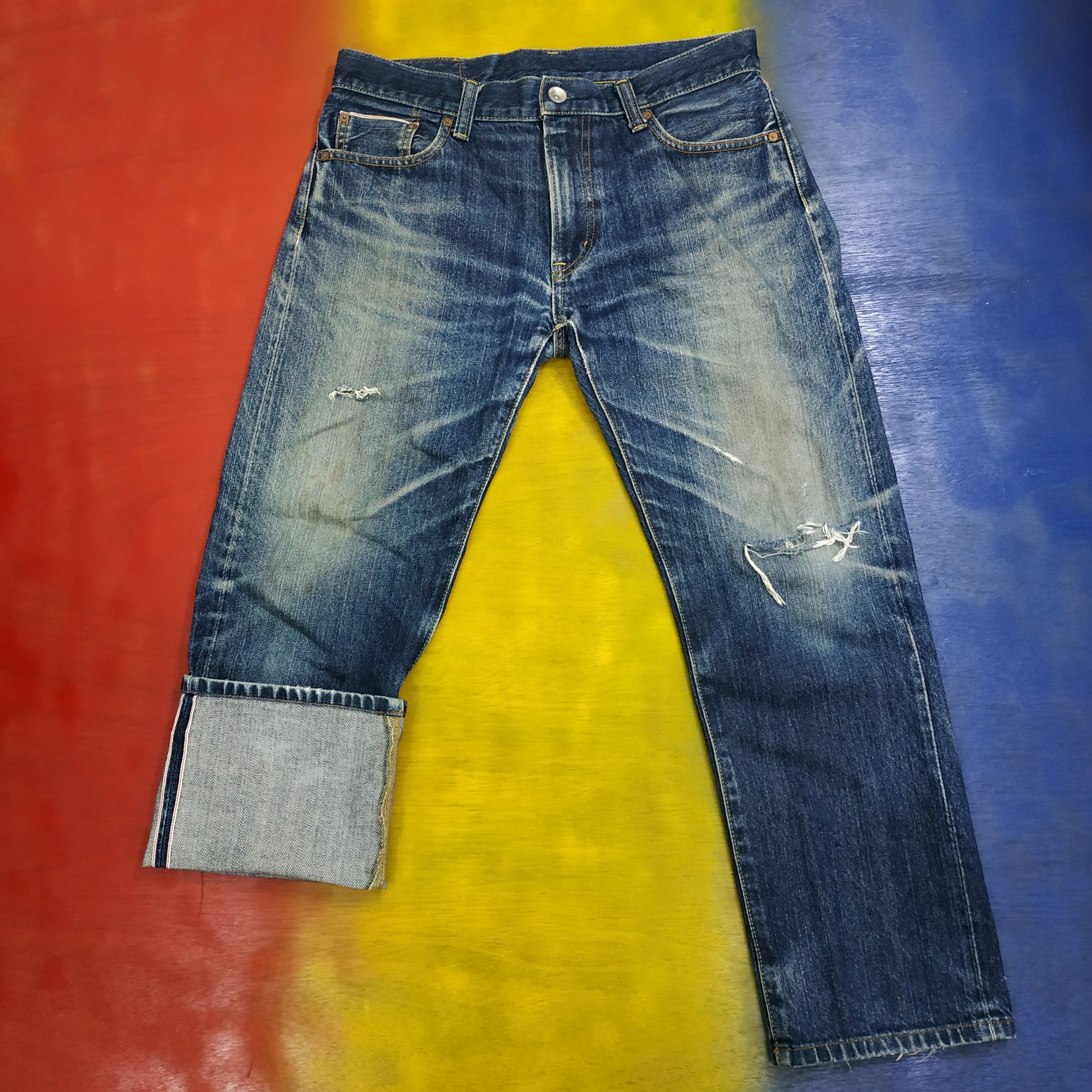 Japanese Brand × Uniqlo DENIM UJ UNIQLO SELVEDGE DISTRESSED Size US 34 / EU 50 - 1 Thumbnail