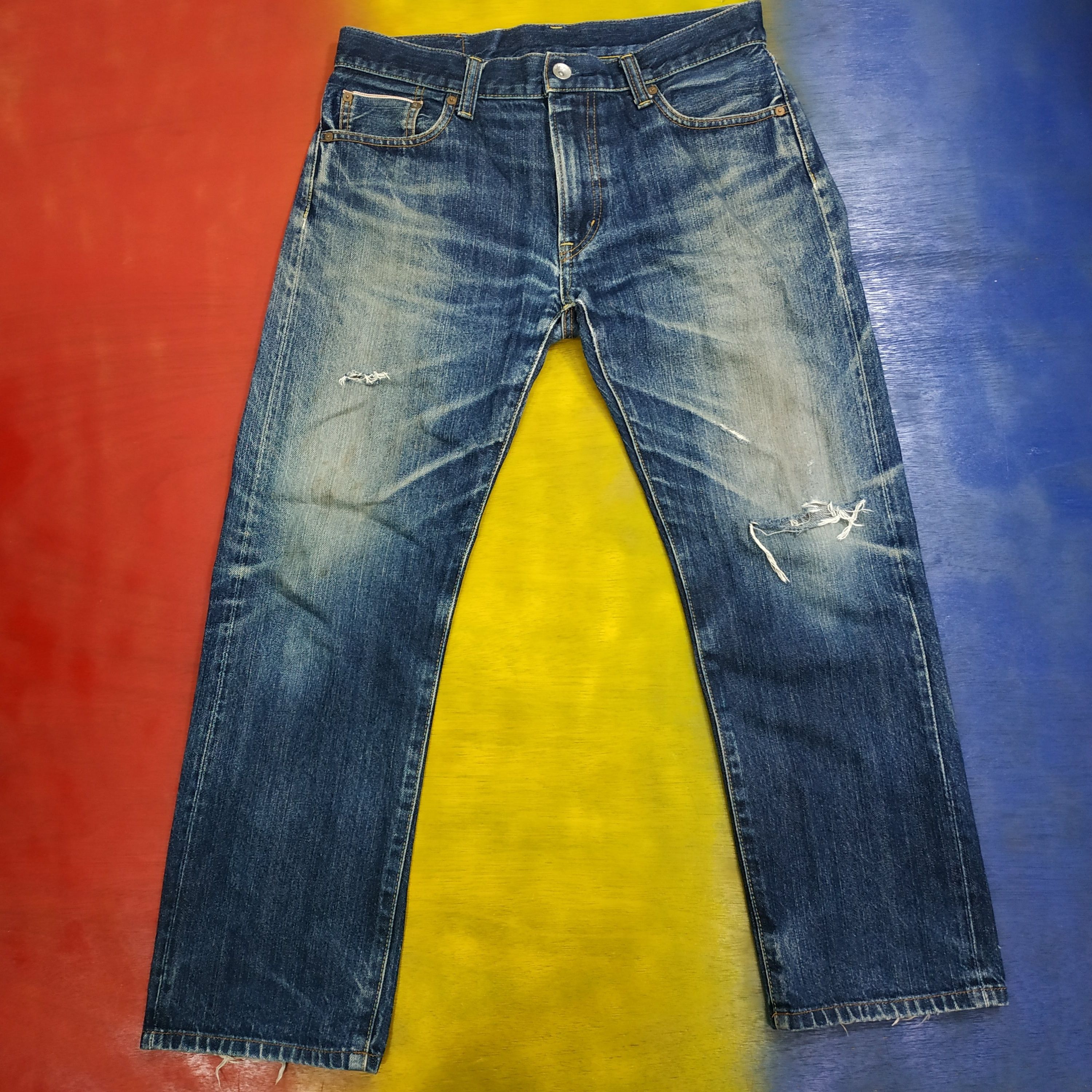 Japanese Brand × Uniqlo DENIM UJ UNIQLO SELVEDGE DISTRESSED Size US 34 / EU 50 - 2 Thumbnail