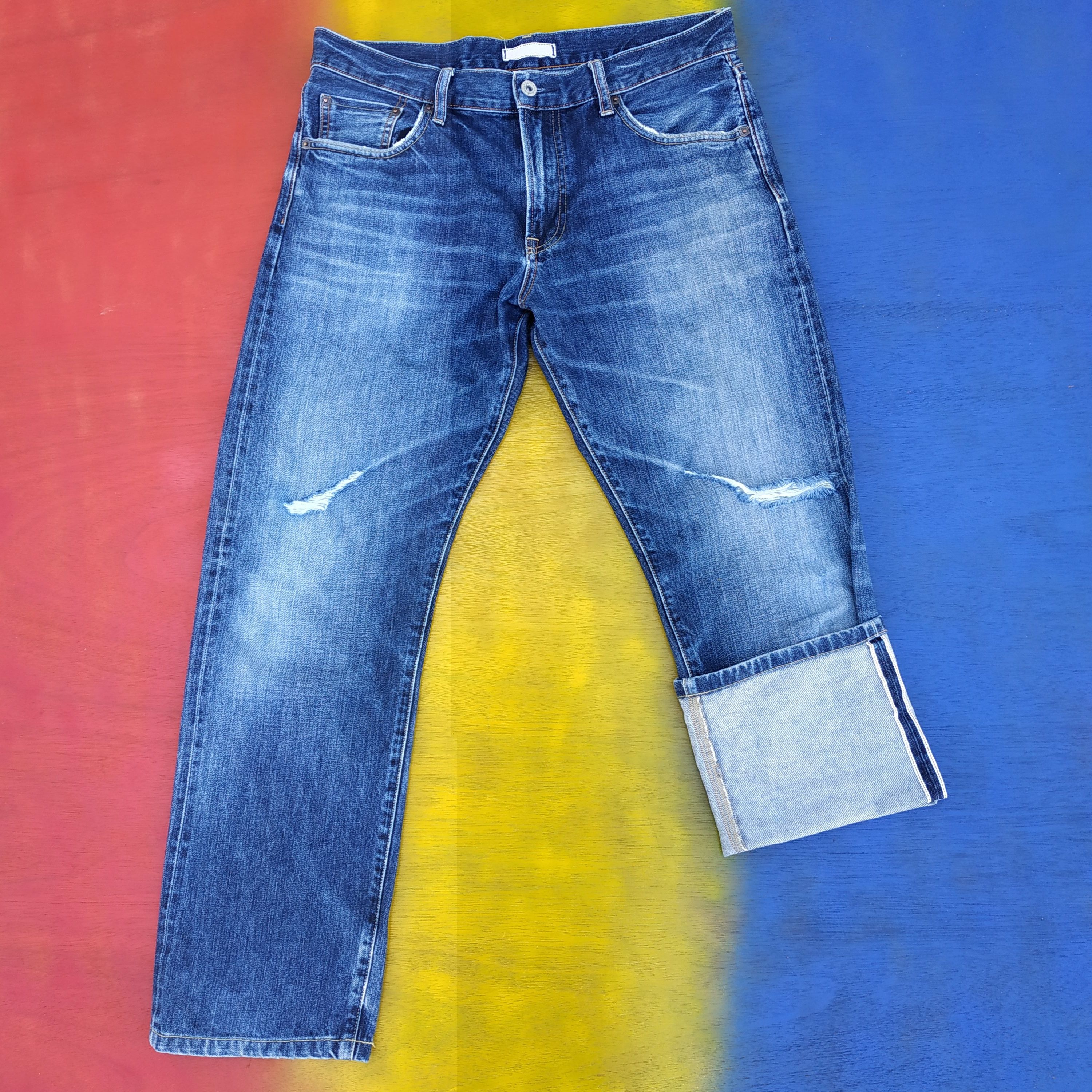 Uniqlo Denim Uniqlo distressed selvedges Size US 34 / EU 50 - 2 Thumbnail