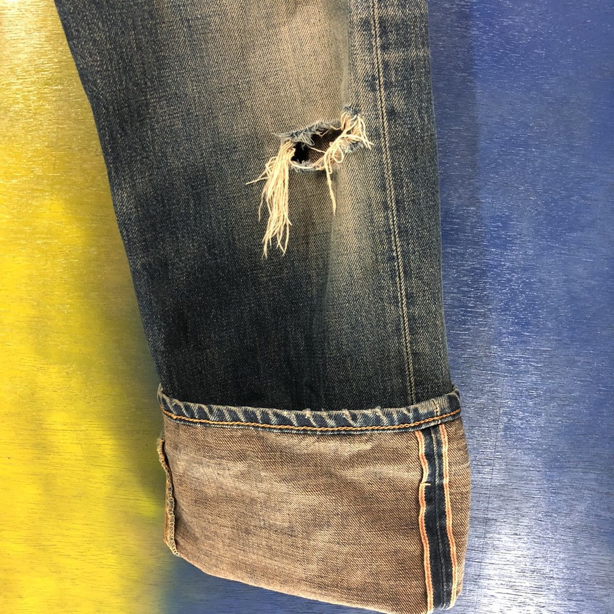 Edwin × Japanese Brand × Vintage VINTAGE DENIM SELVEDGE EDWIN 505x DISTRESSED Size US 30 / EU 46 - 2 Thumbnail