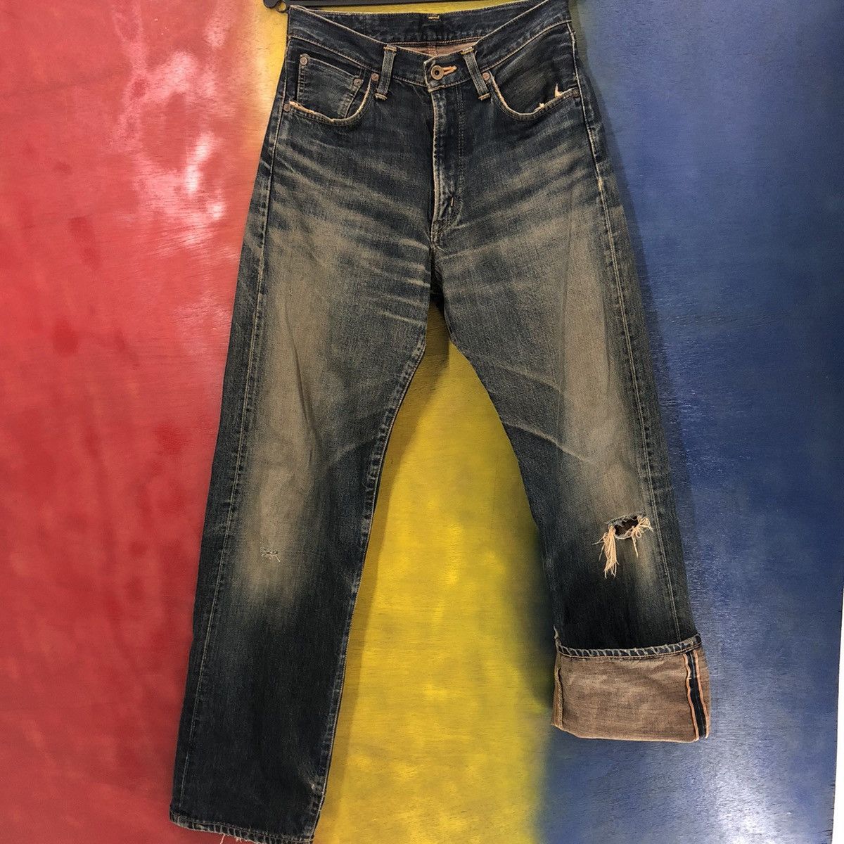 Edwin × Japanese Brand × Vintage VINTAGE DENIM SELVEDGE EDWIN 505x DISTRESSED Size US 30 / EU 46 - 1 Thumbnail