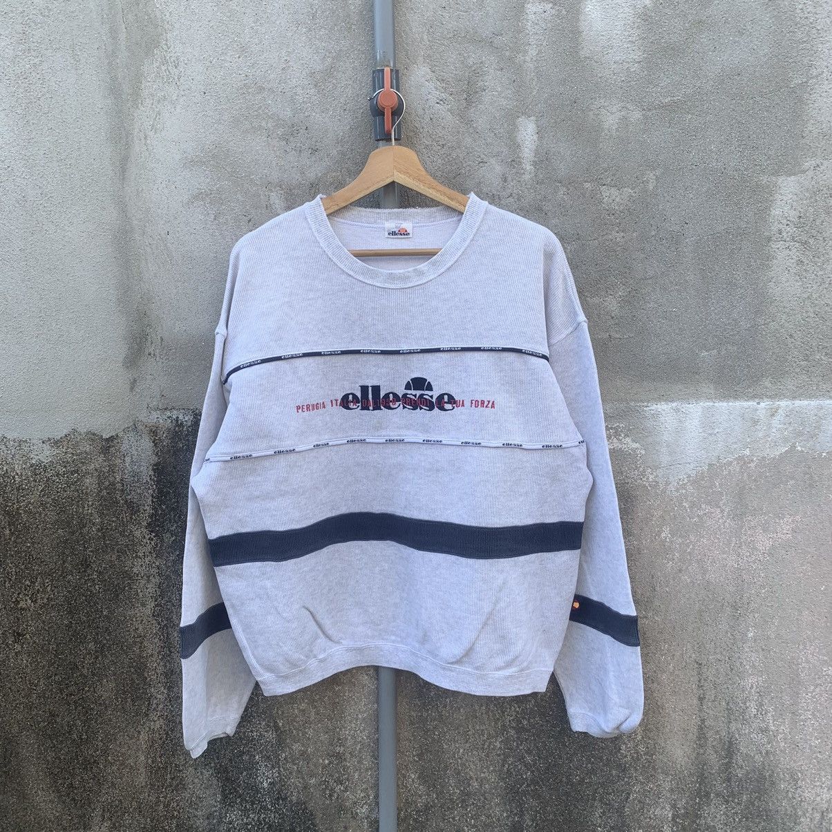 Ellesse × Vintage 1990s Ellesse Distressed Crewneck Spell Out Pullover Size US L / EU 52-54 / 3 - 1 Thumbnail