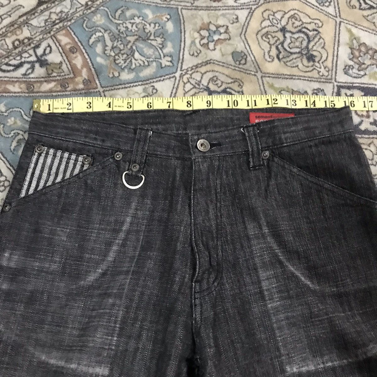 semanticdesign Semantic Design Black Denim Pinstriped Jeans Size US 31 - 16 Thumbnail