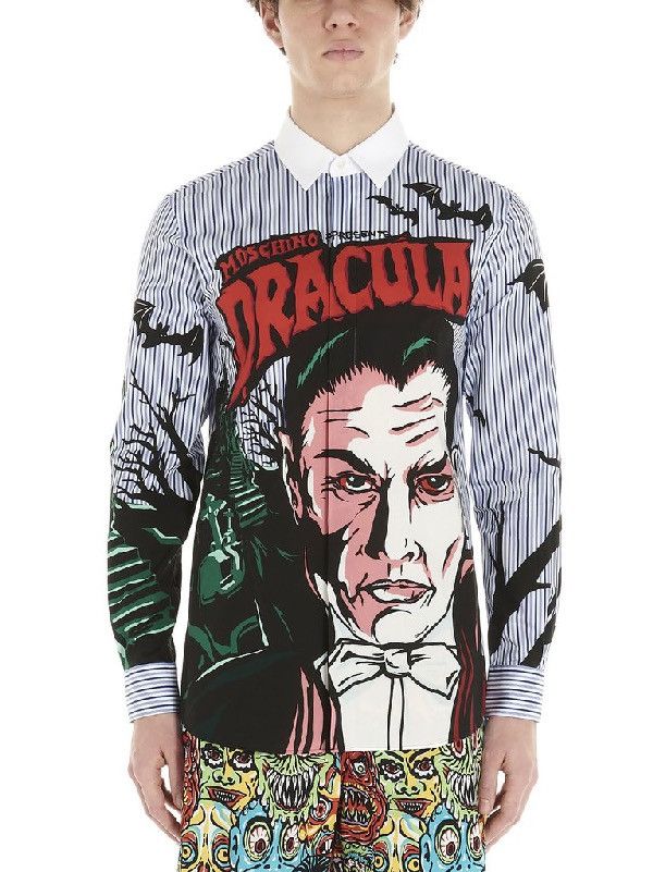 Moschino × Universal Studios AUTHENTIC 🔥 NWT Moschino Dracula Overprint Shirt Size US L / EU 52-54 / 3 - 2 Thumbnail