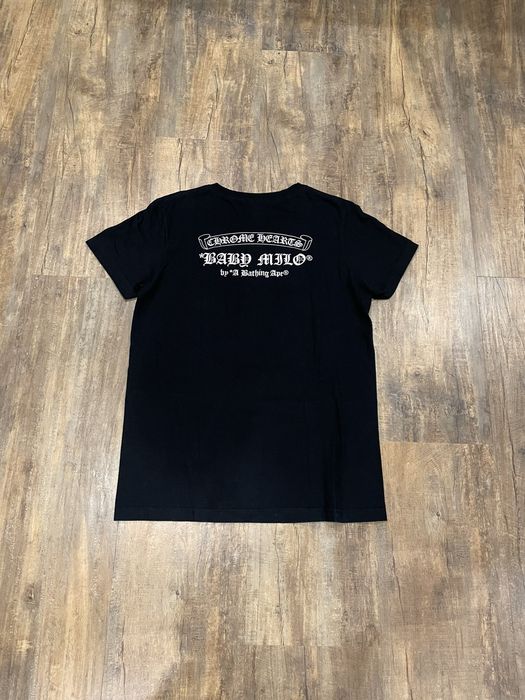 Bape New Chrome Hearts x Bape Baby Milo Ape Banner Logo Black Tee | Grailed