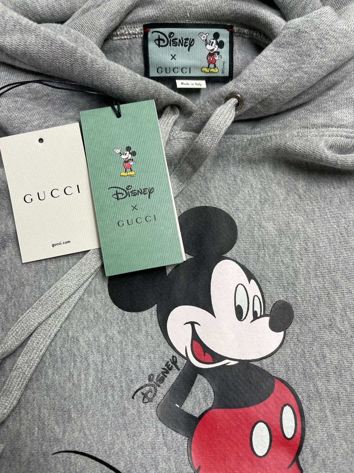 🆕️ GUCCI x DISNEY MICKEY MOUSE Gray Cotton HOODED Sweatshirt Hoodie M