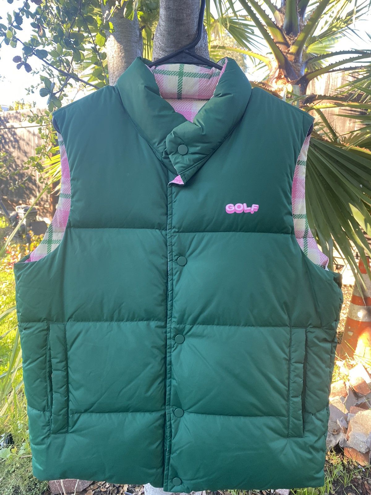 Golf Wang GOLF WANG M Reversible Puffer Vest - Green and Pink