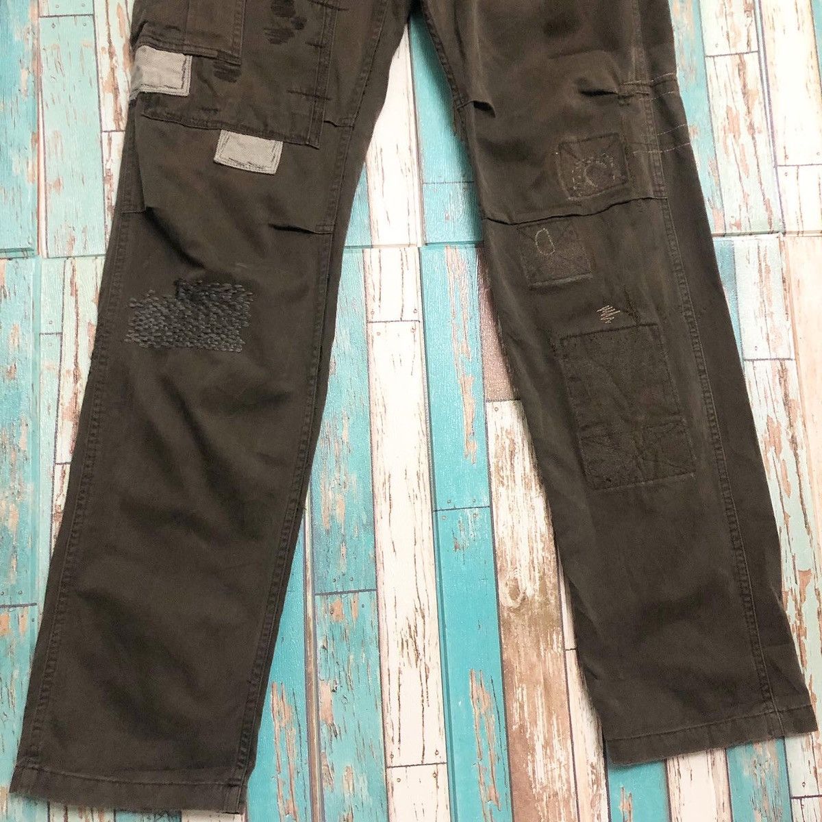 Mason's RARE: Mason's Distressed Patchwork Cargo Work Pants "Dark" Size US 32 / EU 48 - 5 Thumbnail
