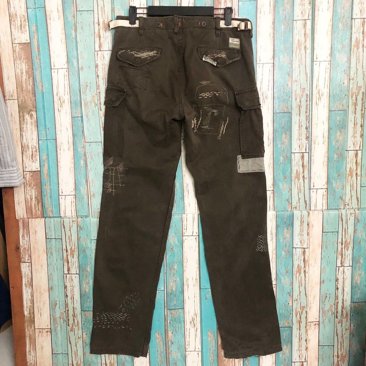 Mason's RARE: Mason's Distressed Patchwork Cargo Work Pants "Dark" Size US 32 / EU 48 - 9 Thumbnail