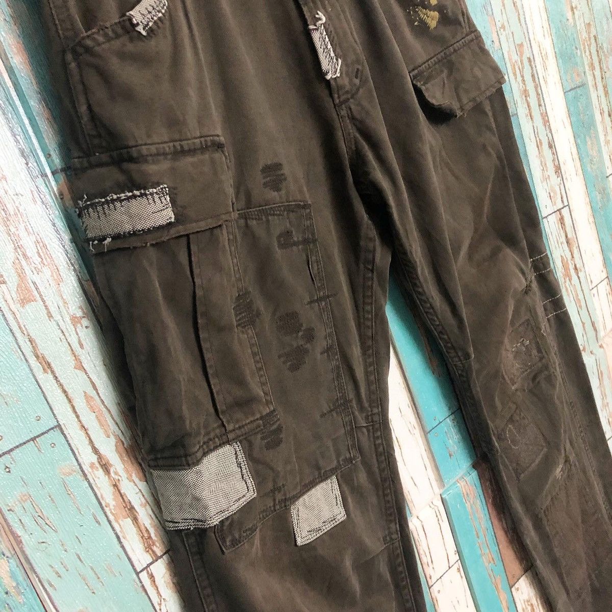 Mason's RARE: Mason's Distressed Patchwork Cargo Work Pants "Dark" Size US 32 / EU 48 - 4 Thumbnail