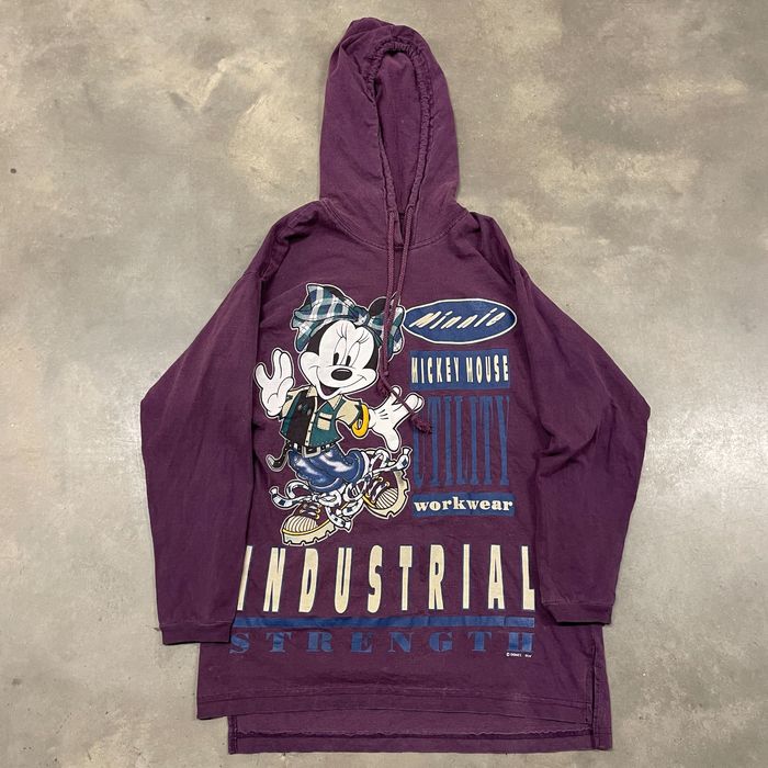 Vintage 80s Purple Mickey Mouse Utility Workwear Hoodie T Shirt | Grailed