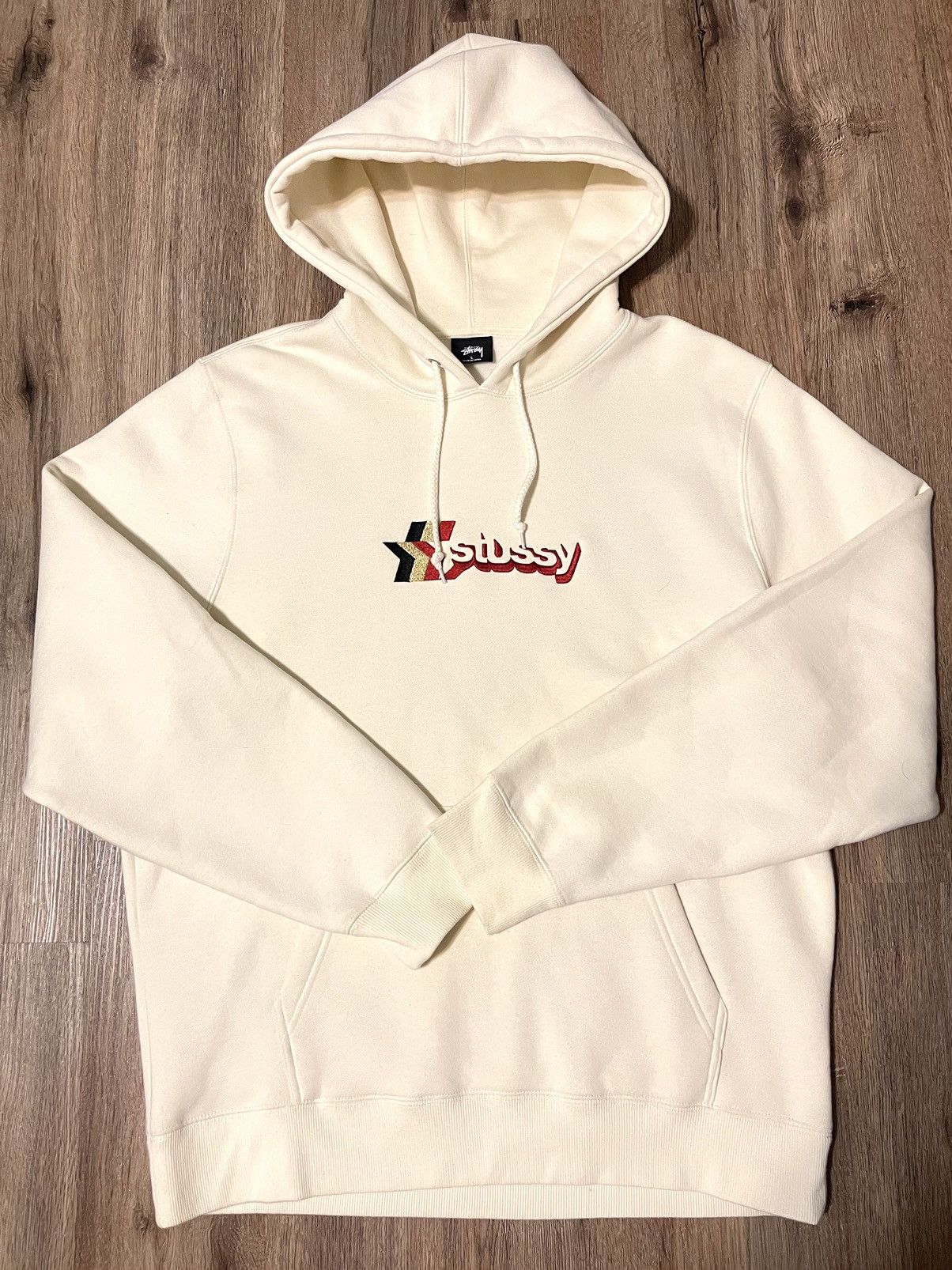 Stussy Stussy 3 Star Applique Cream Hoodie Grailed