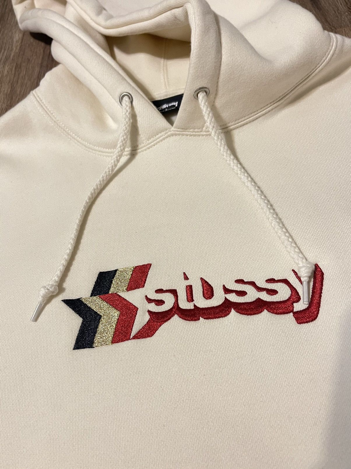 Stussy Stussy 3 Star Applique Cream Hoodie Grailed