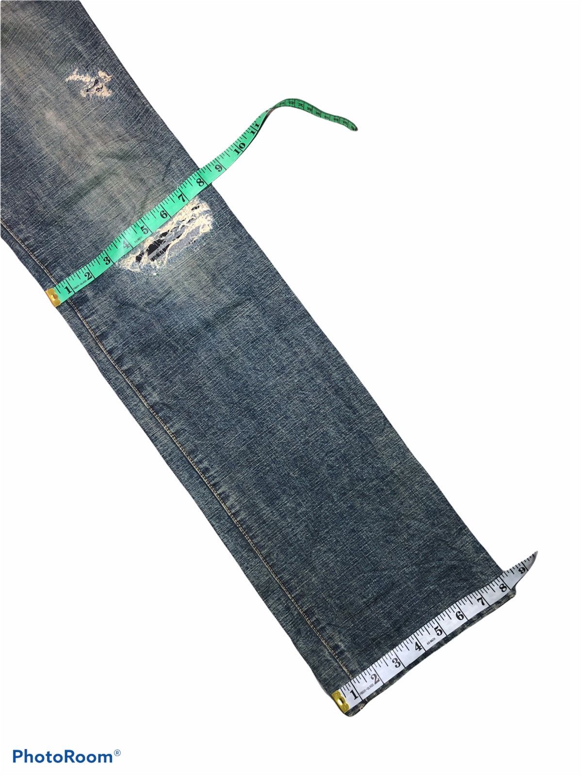 Designer Washed Blue Morgan Homme Distressed Denim Pants Size US 33 - 9 Thumbnail