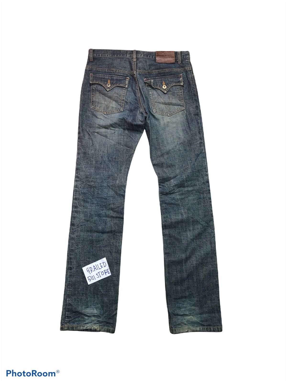 Designer Washed Blue Morgan Homme Distressed Denim Pants Size US 33 - 2 Thumbnail