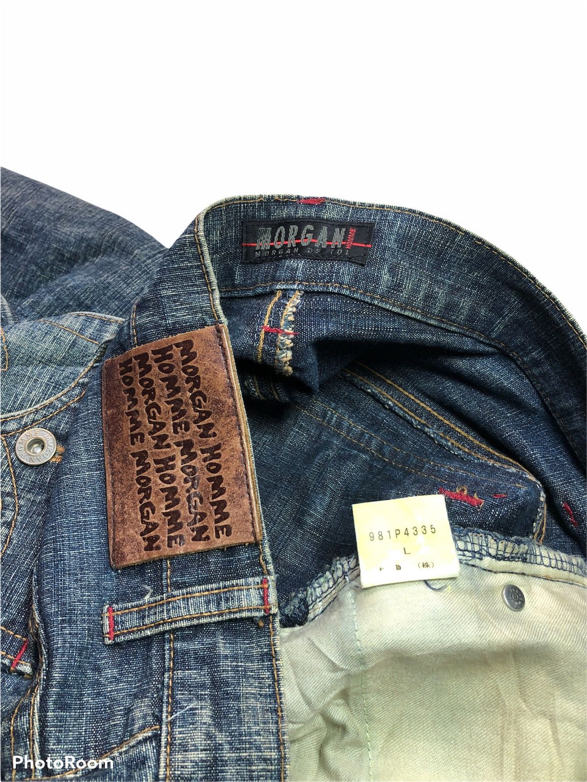 Designer Washed Blue Morgan Homme Distressed Denim Pants Size US 33 - 4 Thumbnail