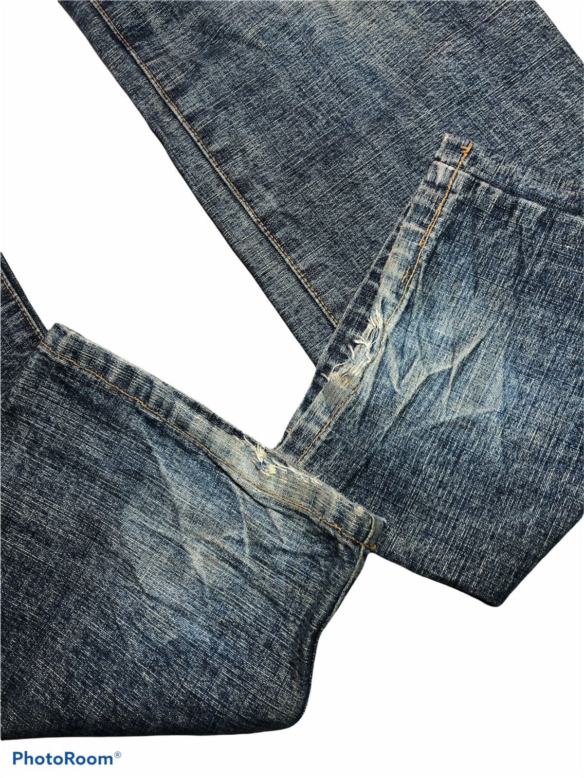 Designer Washed Blue Morgan Homme Distressed Denim Pants Size US 33 - 5 Thumbnail