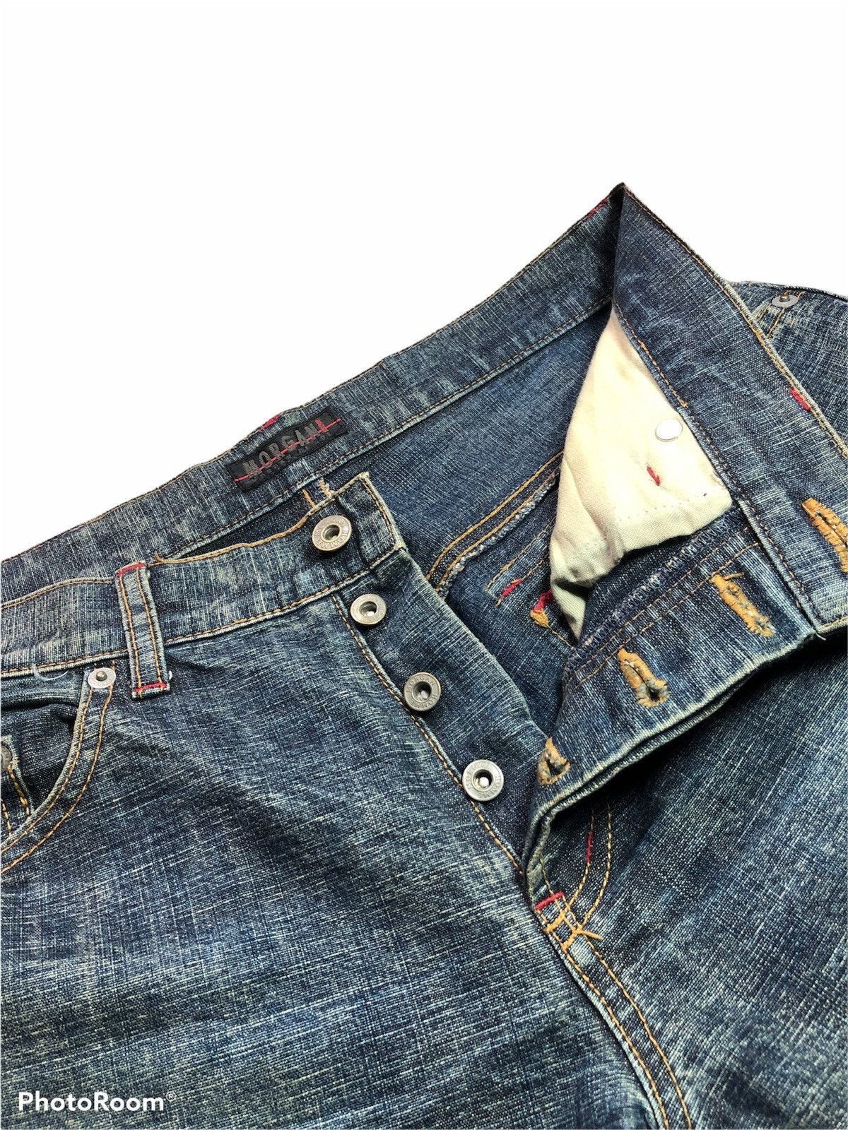 Designer Washed Blue Morgan Homme Distressed Denim Pants Size US 33 - 3 Thumbnail