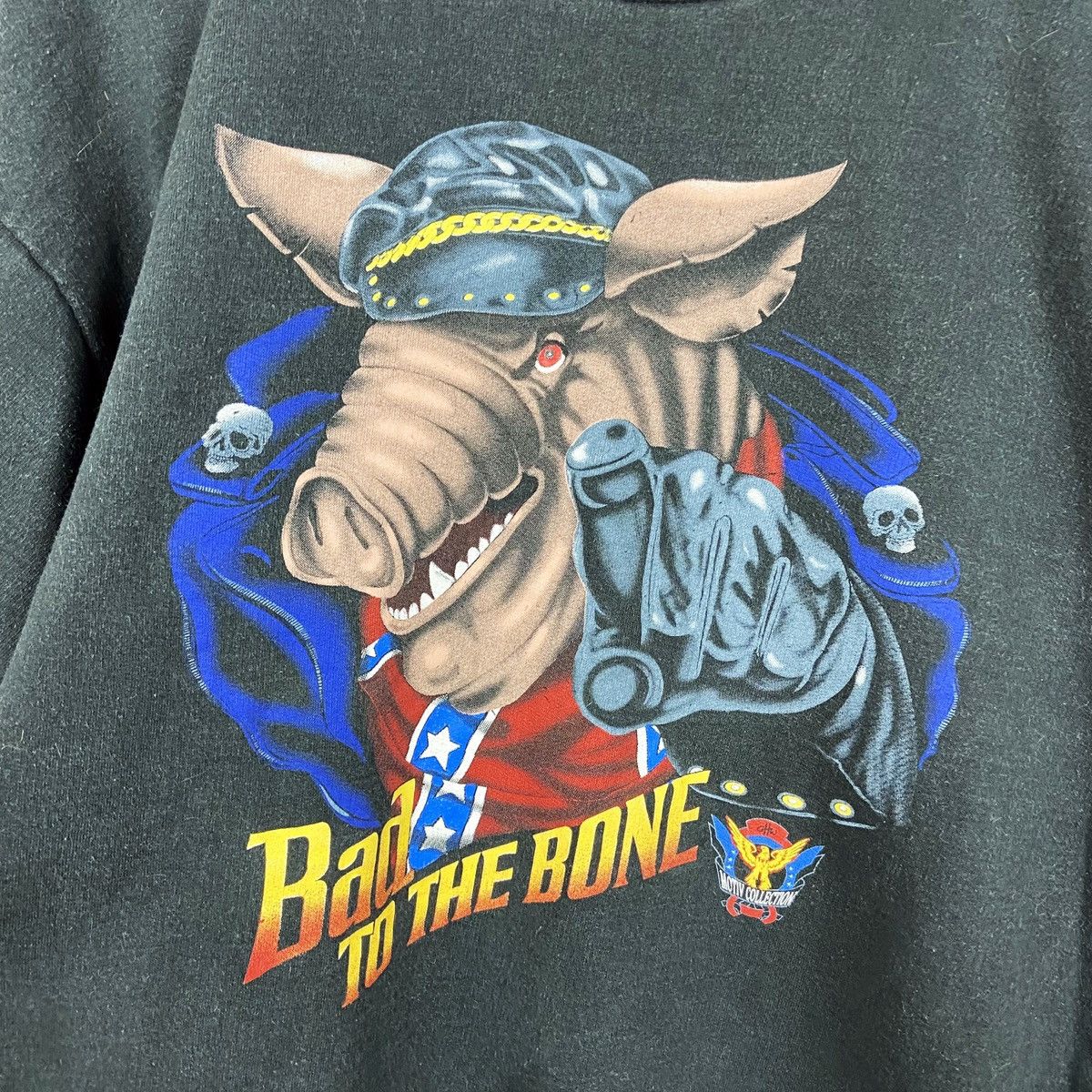 Vintage Vintage 90’s Bad to the Bone Pig Biker Harley y2k sweatshirt Size US M / EU 48-50 / 2 - 4 Thumbnail