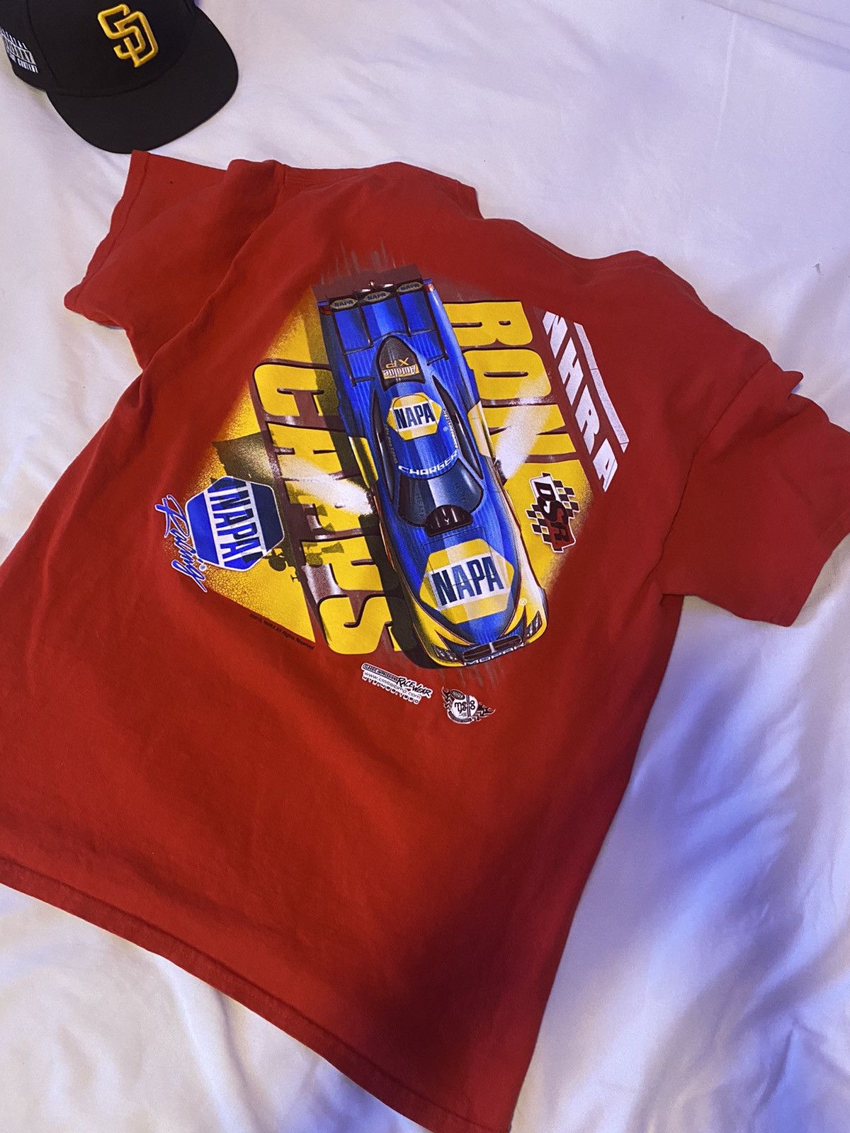NASCAR × Vintage Vintage Ron Capps Nascar Graphics Red Tee Shirt Size US L / EU 52-54 / 3 - 3 Thumbnail