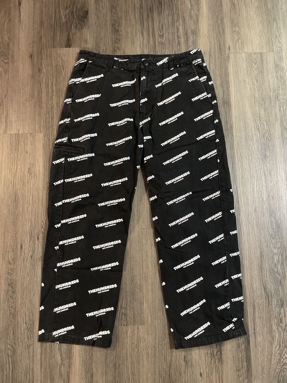 image of Hypebeast x The Hundreds All Over Print Pants in Black, Men's (Size 32)