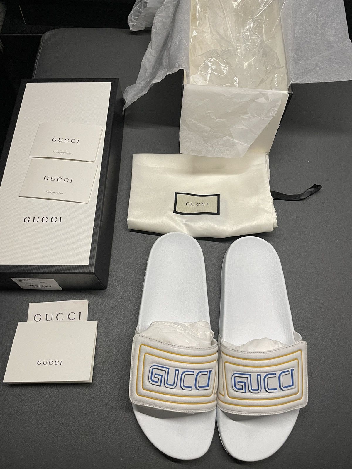 Gucci Brand NEW Limited Edition Logo Leather Sandal Slides Shoes Size US 9.5 / EU 42-43 - 12 Thumbnail