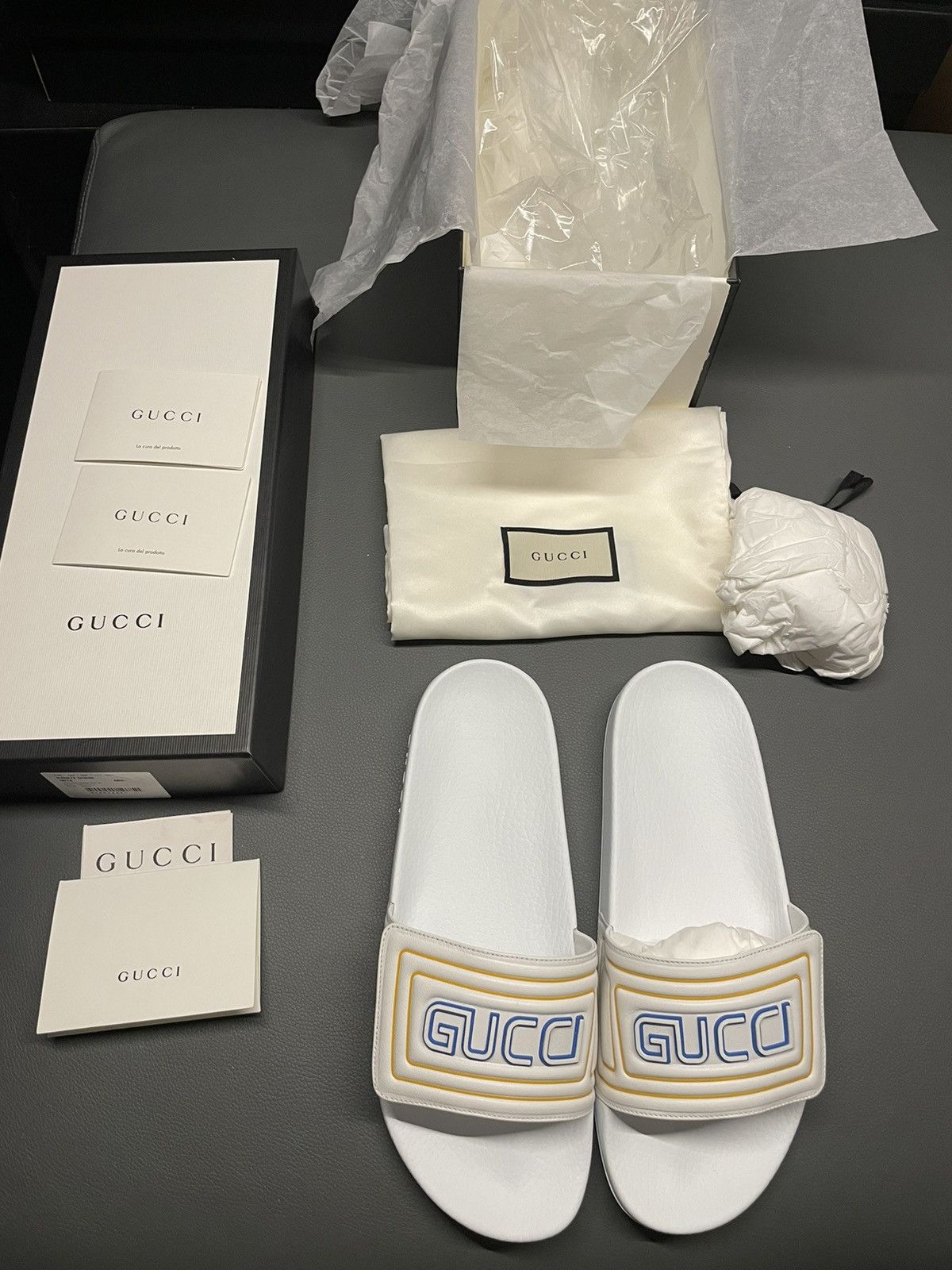 Gucci Brand NEW Limited Edition Logo Leather Sandal Slides Shoes Size US 9.5 / EU 42-43 - 2 Thumbnail