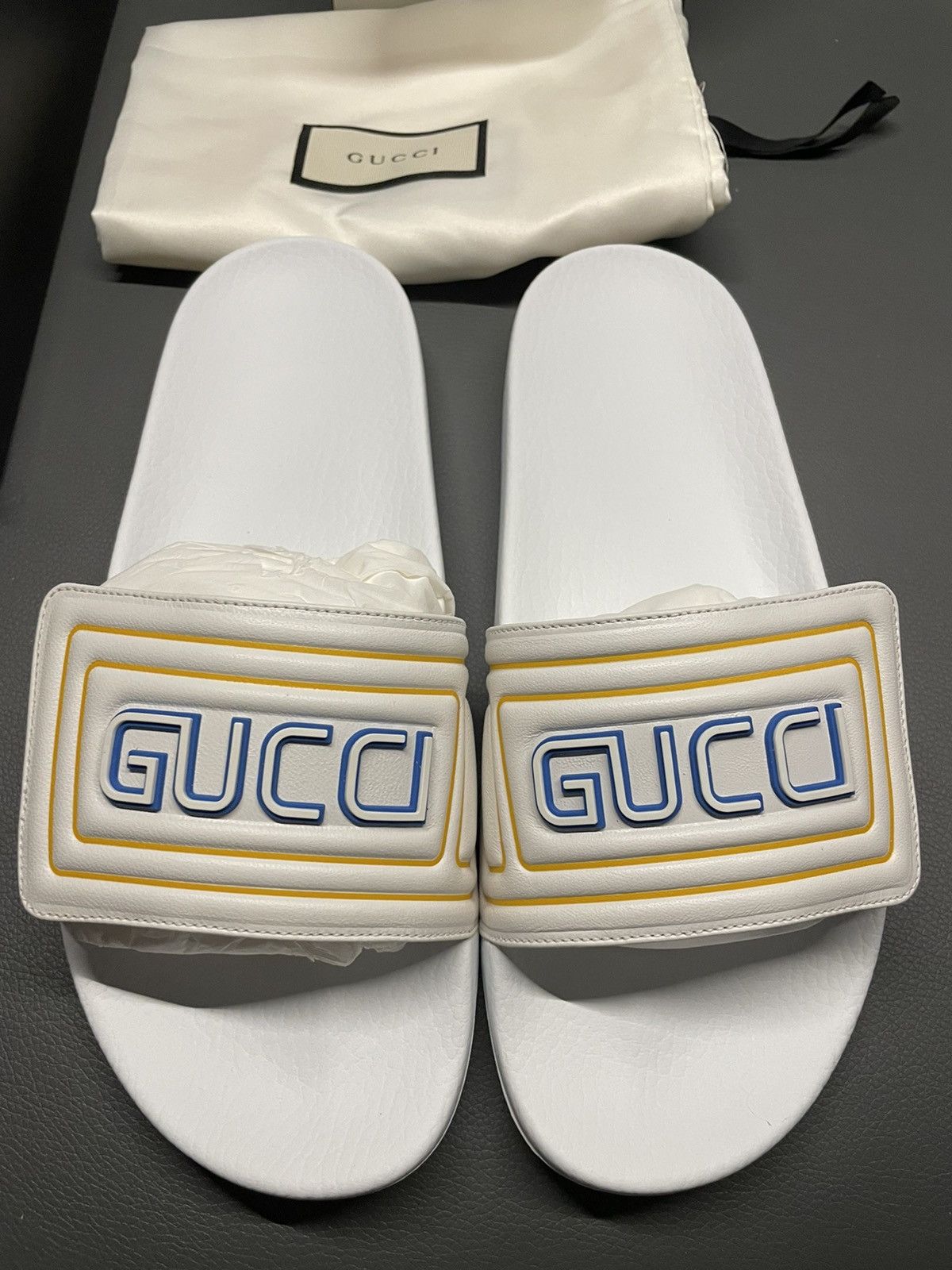 Gucci Brand NEW Limited Edition Logo Leather Sandal Slides Shoes Size US 9.5 / EU 42-43 - 1 Thumbnail