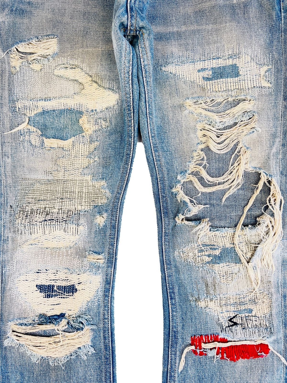 UNDERCOVER 68 RED YARN DENIM JEANS