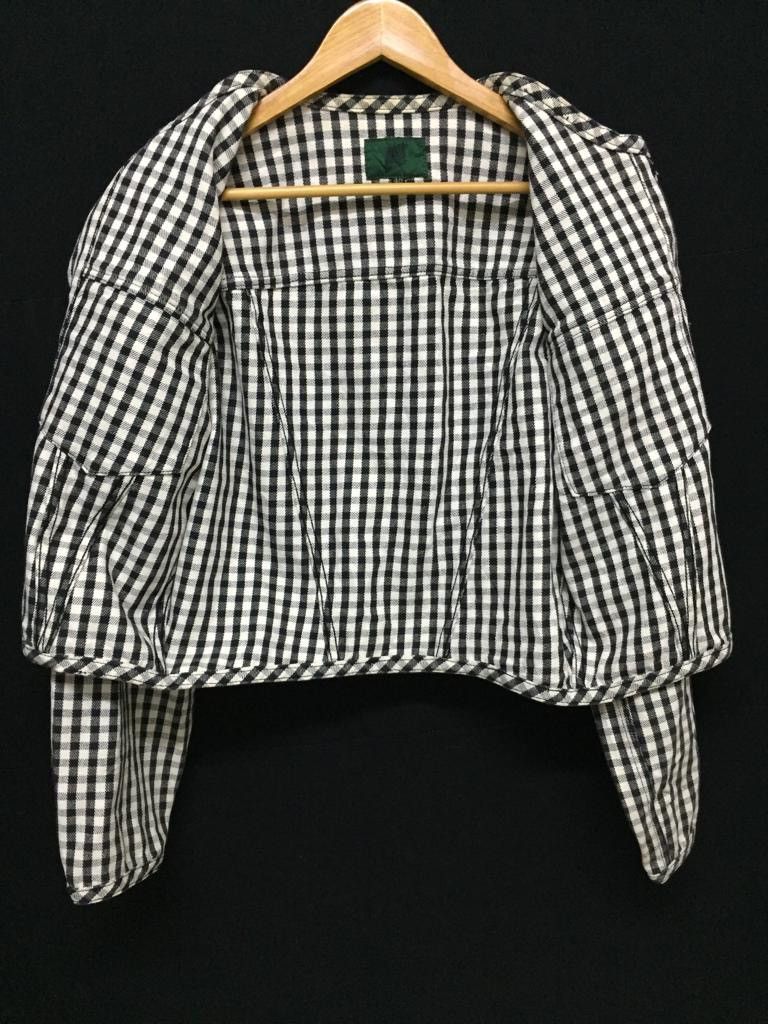 Jean Paul Gaultier SS88 JPG checkered tartan balloon crop denim jacket Size US M / EU 48-50 / 2 - 14 Thumbnail